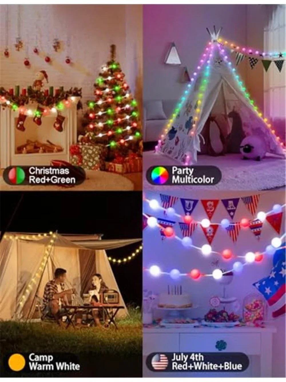 Smart Color Changing Globe String Lights, 33Ft 16 Million Colored Fairy Lights